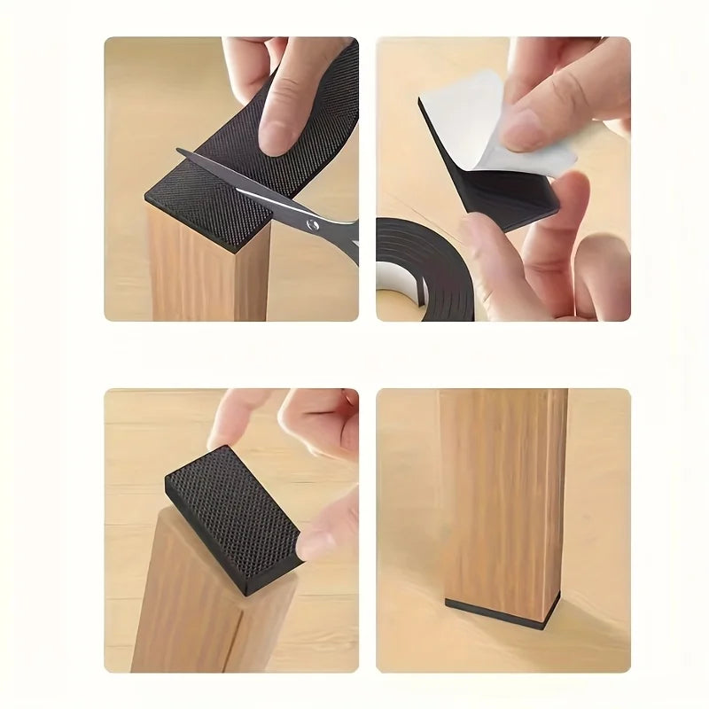 Veltora black chair foot pads, thick anti-slip noise reducers on a roll, wear-resistant furniture protectors for tables and chairs.