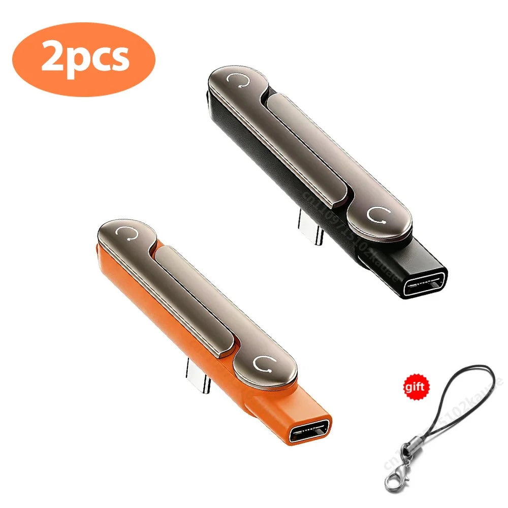 Veltora 1/2/3PCS Type C phone charging bracket adapter with foldable holder, 240W fast charging OTG Type-C to USB-C converter