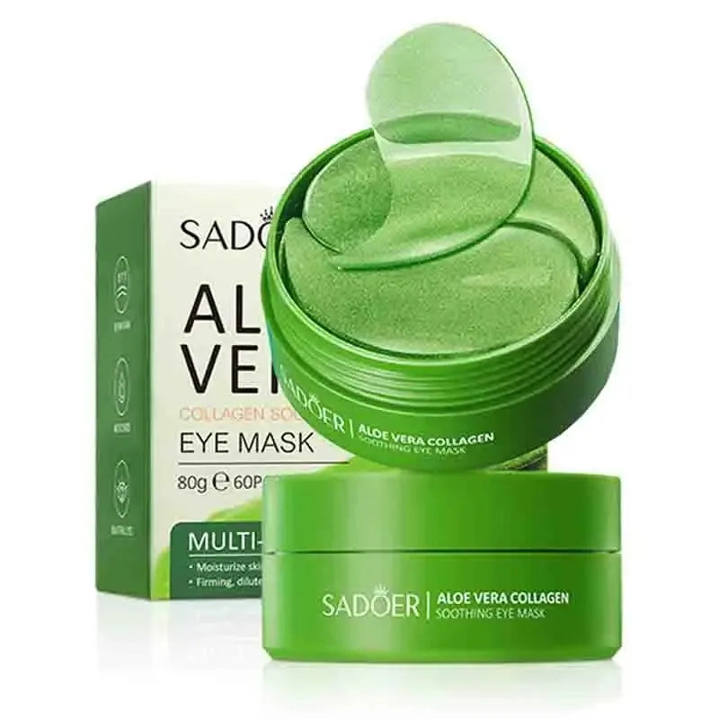 Veltora Aloe Vera collagen eye masks with 60pcs for dark circles, puffiness, and wrinkles, moisturizing and soothing eye skin care.