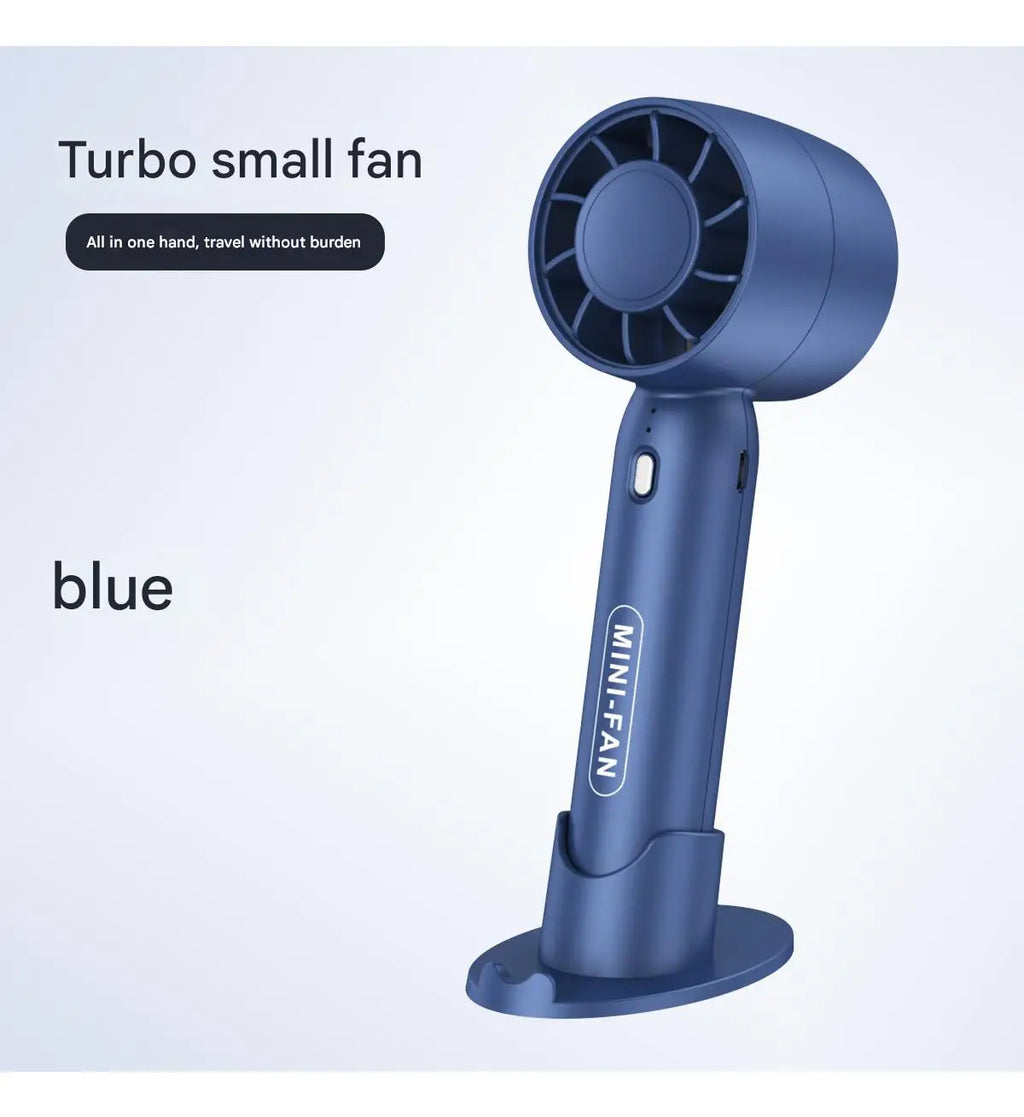 Veltora Turbo handheld small fan with USB charging, lightweight portable design, desktop stand, long-lasting battery, ideal for outdoor use