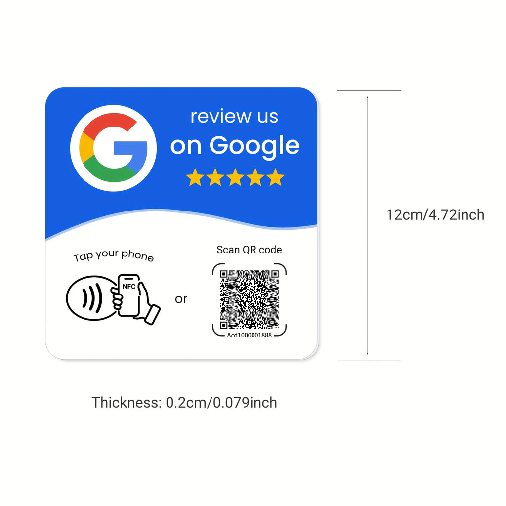Veltora Hilo Programmable NFC 215 Square Google Review Card with QR code, editable standing NFC station, 13.56MHz frequency