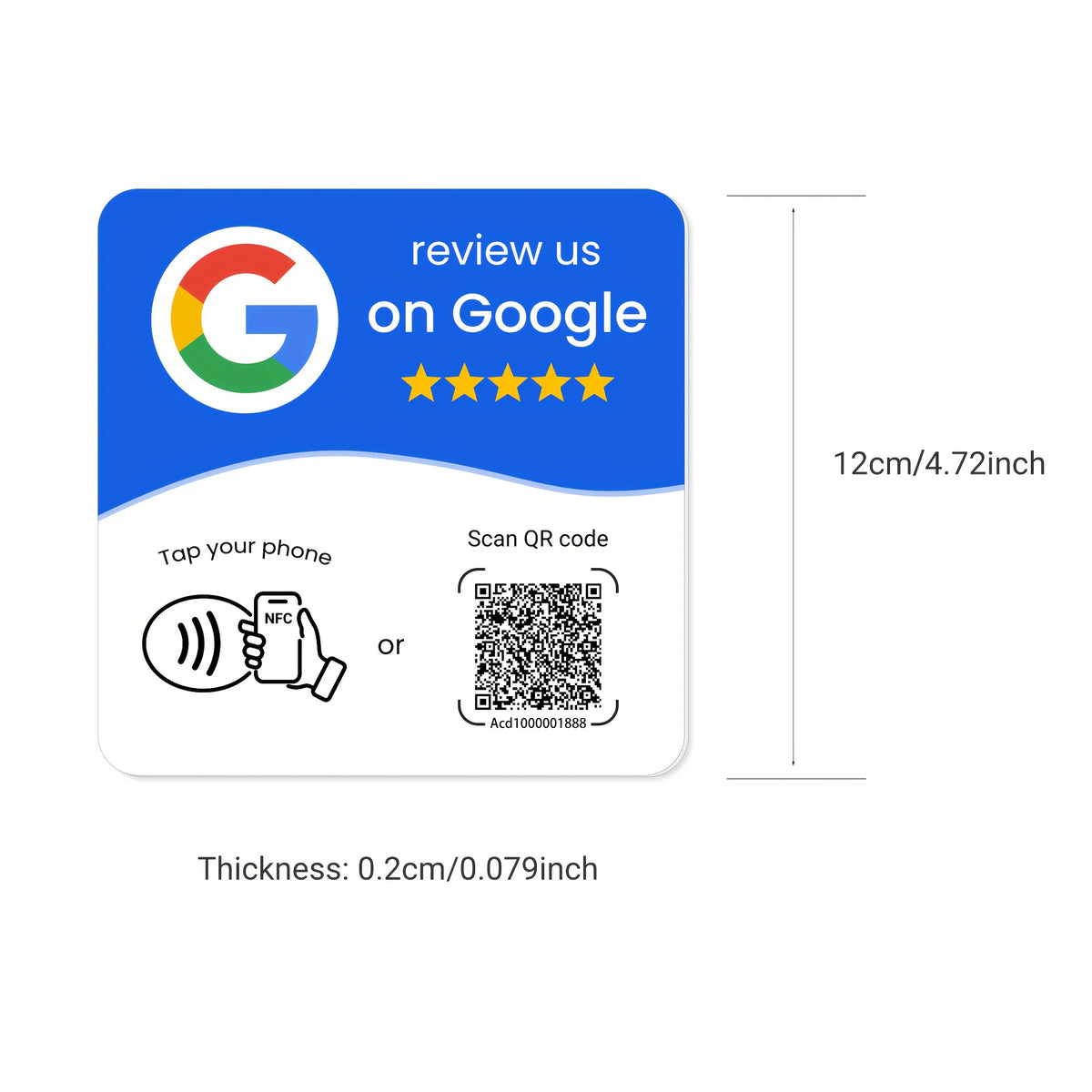 Veltora Hilo Programmable NFC 215 Square Google Review Card with QR code, editable standing NFC station, 13.56MHz frequency