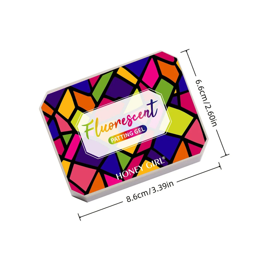 Veltora nine grid fluorescent gel transfer gel with rainbow bright colors for UV and LED nail art, salon and DIY use.