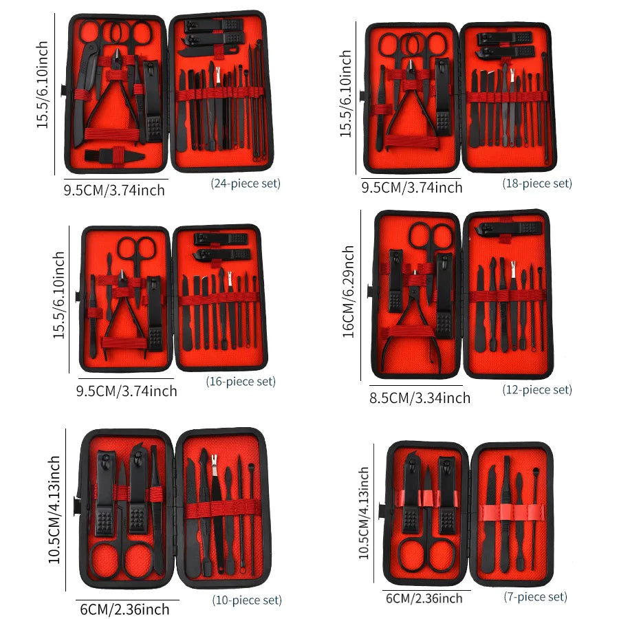 Veltora nail clipper set with manicure, pedicure, ear, and peeling knives, compact beauty tools for nail trimming and grooming.