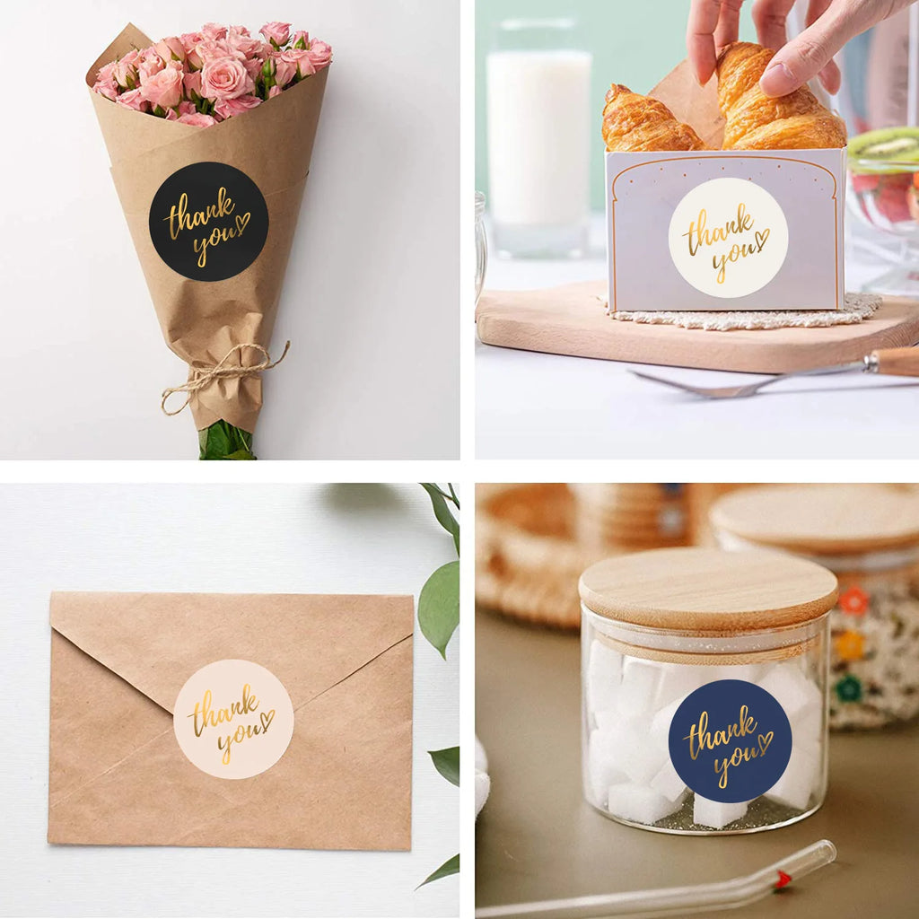 Blue Veltora thank you stickers, 1 inch round labels for envelopes, wedding favors, and gift decoration, 50-500 pcs.