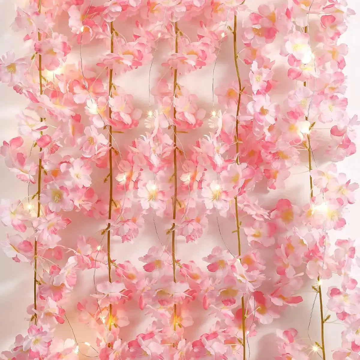 Veltora cherry blossom string light garland with 20 LEDs, artificial flower vines, ideal for bedroom, wedding, and party decor