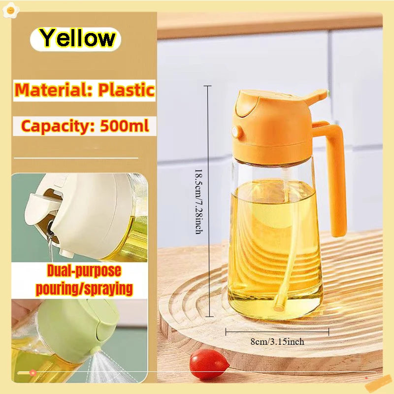 Veltora oil spray bottle for BBQ, baking, or vinegar, 200/300/500ml plastic bottle with spray nozzle and oil brush attachment