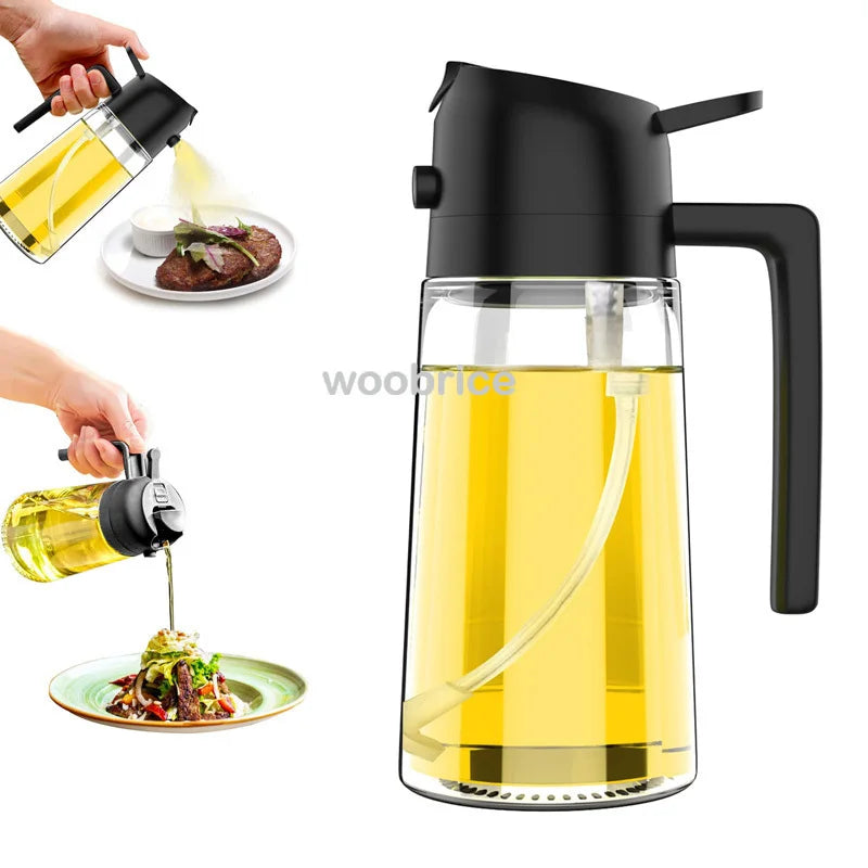 Veltora 2-in-1 kitchen spray oil dispenser and brush for air fryer, grilling, roasting, and cooking, with a sleek design.