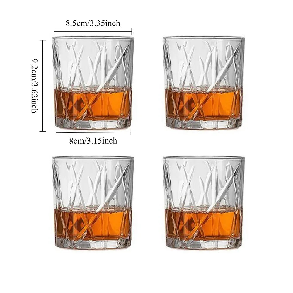 Veltora 5 oz 3D Guanshan whiskey glass set with transparent crystal cups for whiskey, cognac, cocktails, and ice wine.