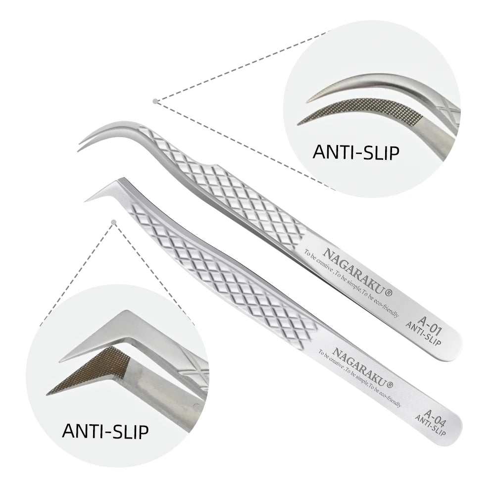 Veltora Nagaraku eyelash extension tweezers made of stainless steel with 3D accurate clip for precise lash application.