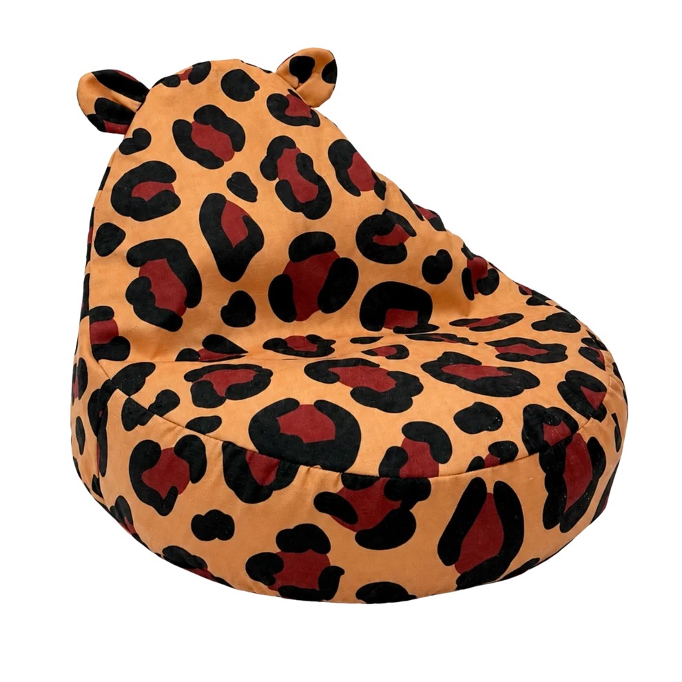 Bees&blooms Teddy Leopard Bean Bag for Kids, soft plush with leopard print, cozy and fun seating for children.