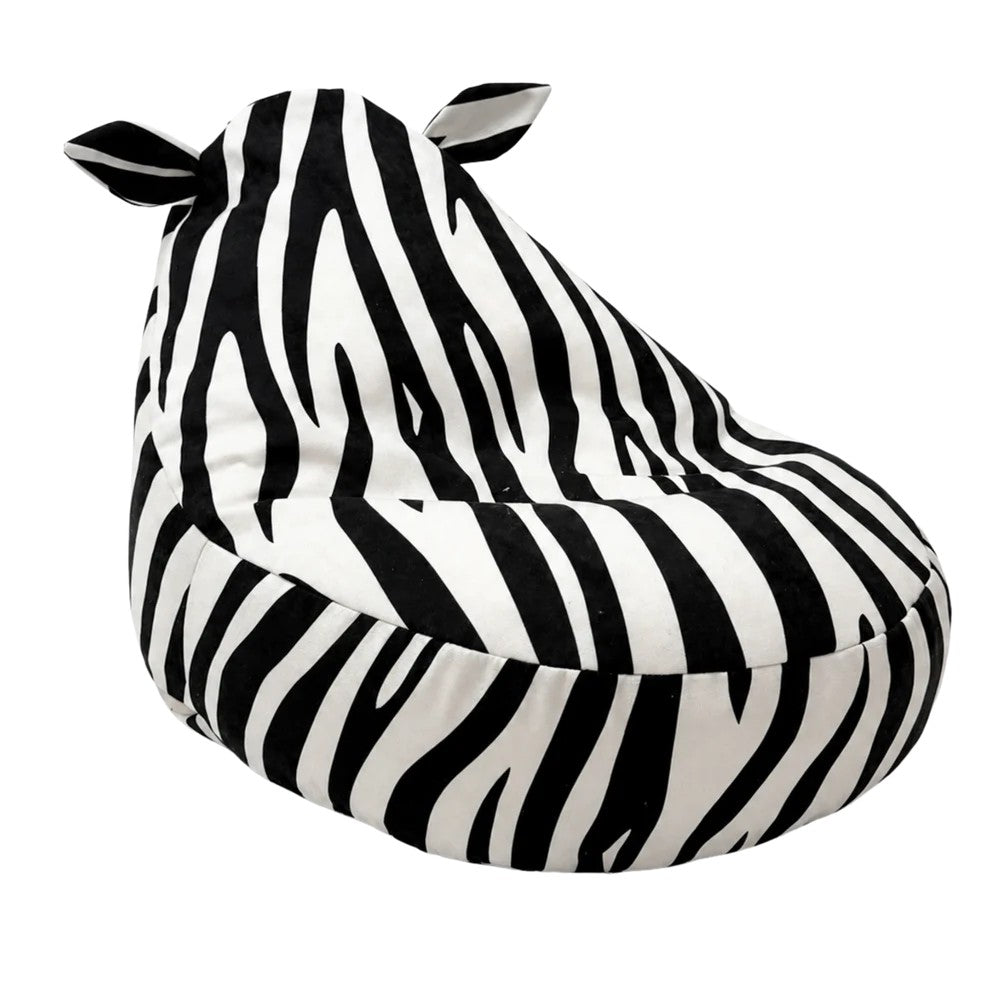 Bees&Blooms teddy zebra bean bag for kids, soft and plush seating with a fun zebra print and teddy bear design.