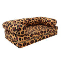 Bees&blooms HoneyHug soft modular sofa for children in leopard print, featuring plush fabric and flexible seating options.