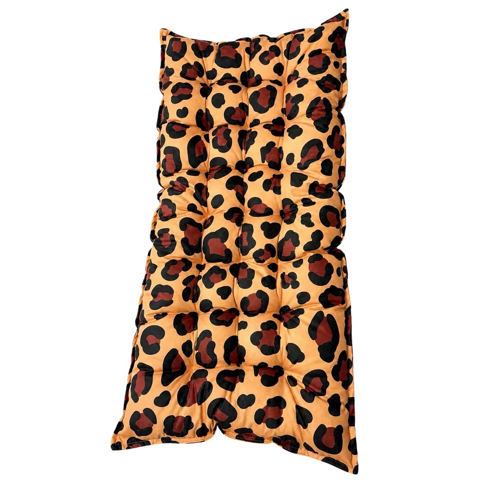 Bees&blooms quilted kids' floor cushion in leopard print, available in three sizes, soft and cozy for children's play and lounging.