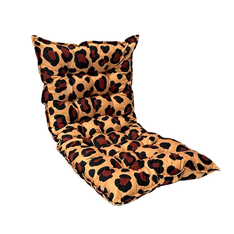 Bees&blooms quilted kids' floor cushion in leopard print, available in three sizes, soft and plush for comfortable seating.