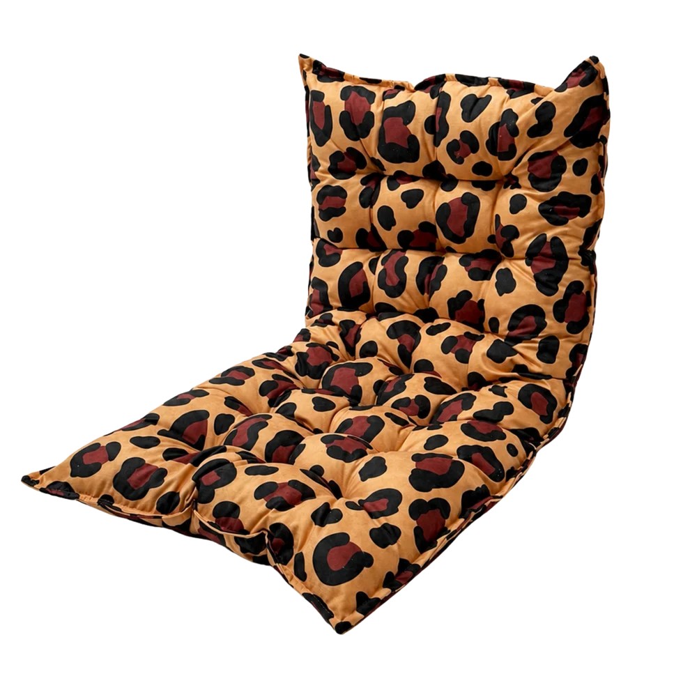 Bees&Blooms quilted kids' floor cushion in leopard print, large size with soft, padded fabric for comfortable seating.