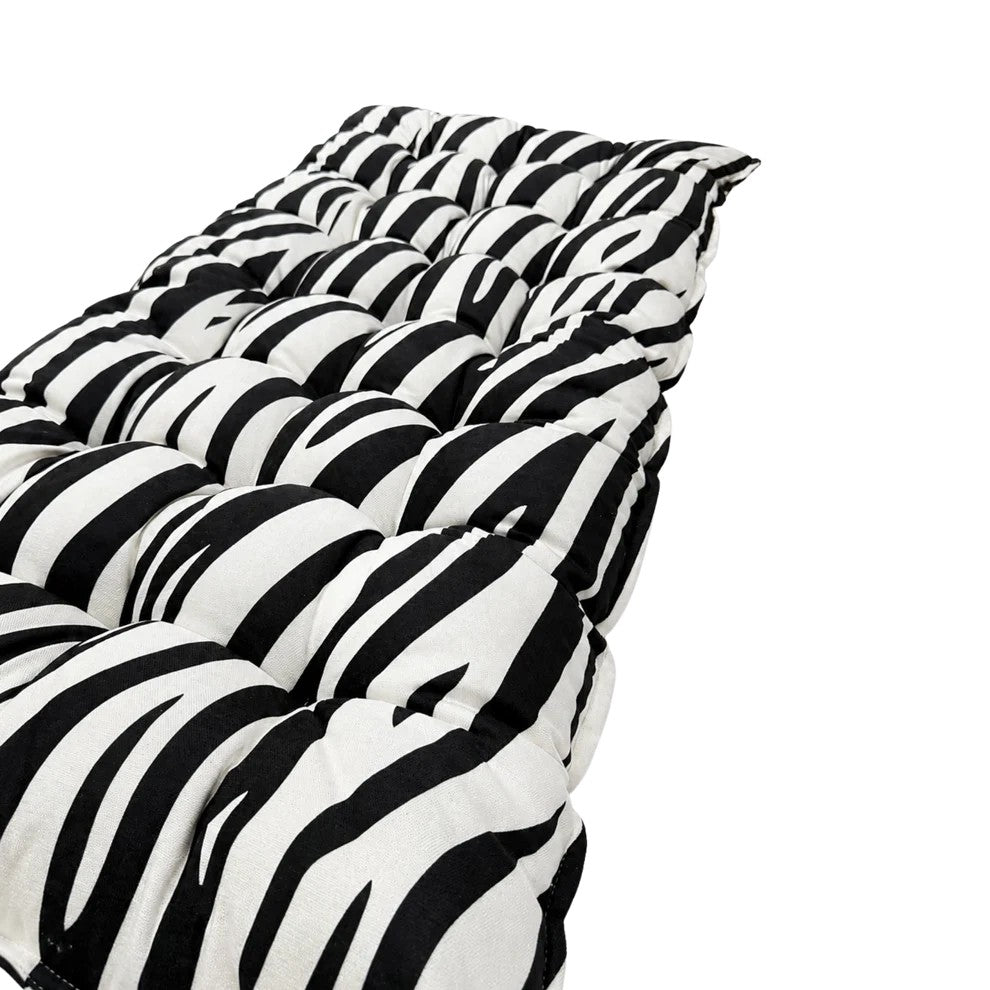 Bees&Blooms quilted kids' zebra floor cushion in large size, soft and colorful for children's playroom or bedroom decor.