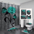 Dropshipman shower curtain 4-piece set with matching bath mat 3-piece set, featuring a stylish fabric shower curtain and coordinating mat.