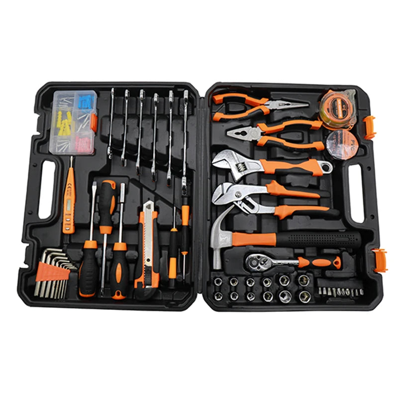 Dropshipman 53-piece home hand tool set with woodworking, repair, garden tools, and toolbox for household DIY projects.
