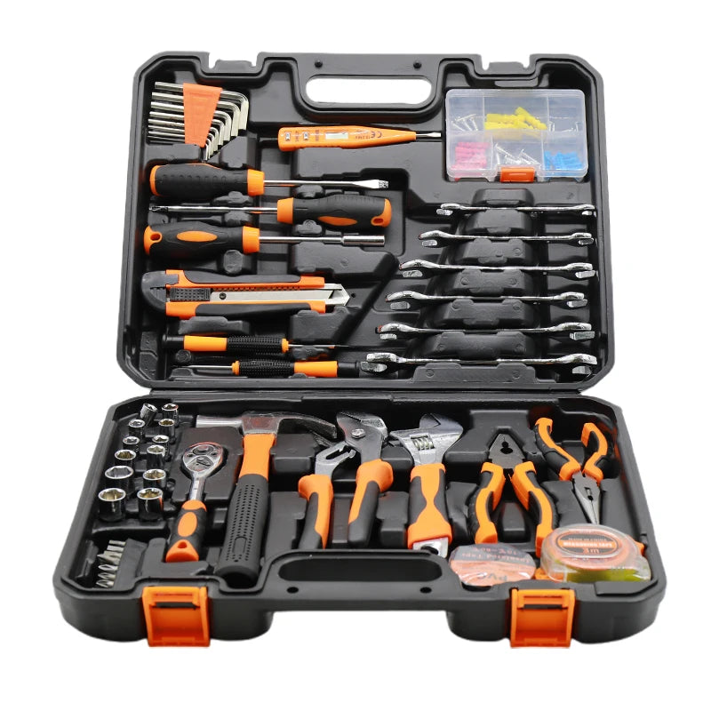 Dropshipman 53-piece home hand tool set with woodworking, toolbox, repair tools, and garden tools for household DIY projects.