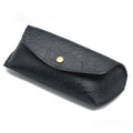 Black leather eyeglass case with butterfly pattern and stud accents, designed by Dropshipman, measuring 16.5x7x4 cm.