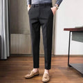 Black men's spring and autumn business formal trousers with a loose-fit straight-leg design by Dropshipman.