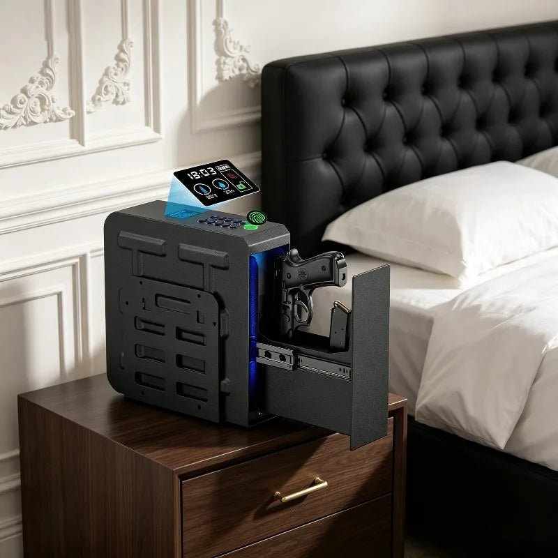 Full steel wall-mounted anti-pry safe with screen display, ideal for home gun storage and bedside security from Dropshipman.
