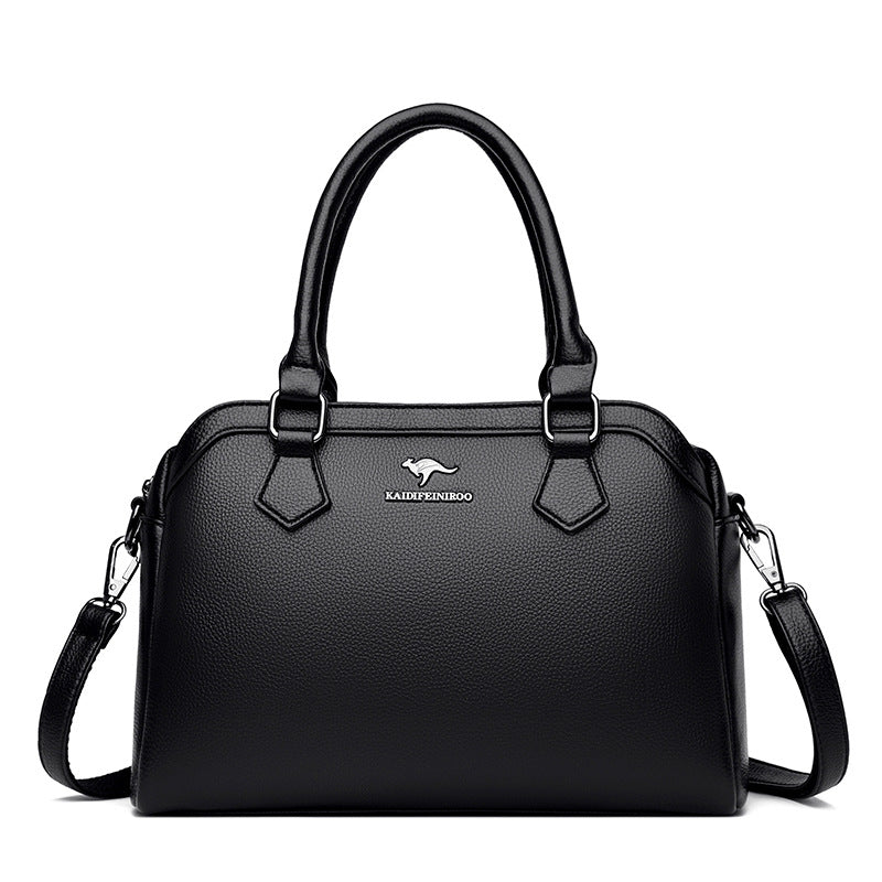 Black women's multi-compartment tote bag by Dropshipman with organized sections and sturdy handles.