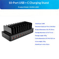 Black universal desktop stand for phablets with 10 adjustable positions, suitable for holding various smartphone and tablet sizes.