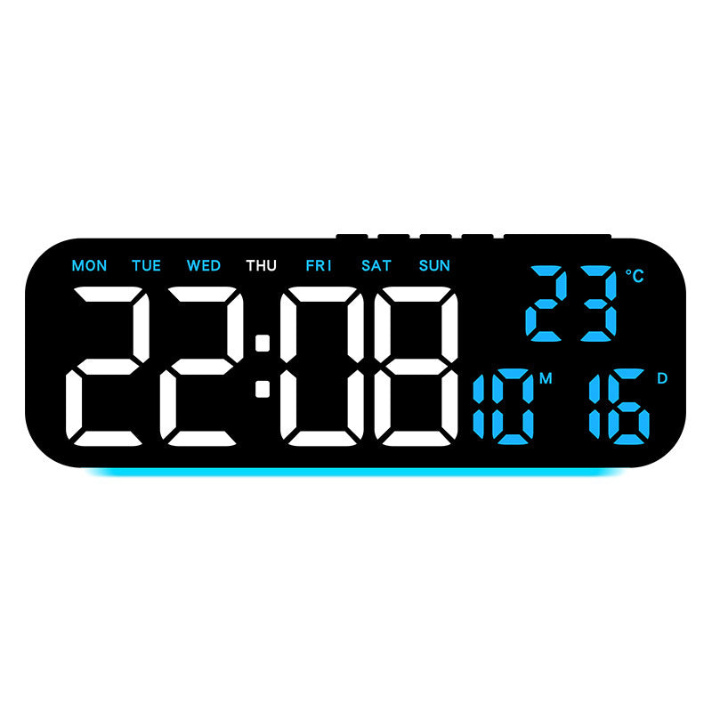 Black simple multi-function LED alarm clock by Dropshipman with blue light display and digital time features.