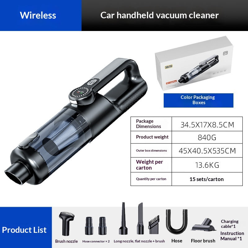Dropshipman grey handheld car vacuum cleaner with super strong suction power, wireless and compact for household and vehicle cleaning