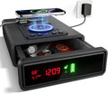 Dropshipman pistol gun safe with wireless charging, fingerprint lock, auto-open feature, LED backlit keyboard, and secure drawer.