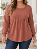 Bright orange dropshipman lady's blouse with long sleeves and relaxed fit, displayed on a white background.
