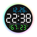 eprolo 10-inch digital wall clock with mood light, temperature, humidity, date, week, timer, brightness adjustment, remote, and LED alarm