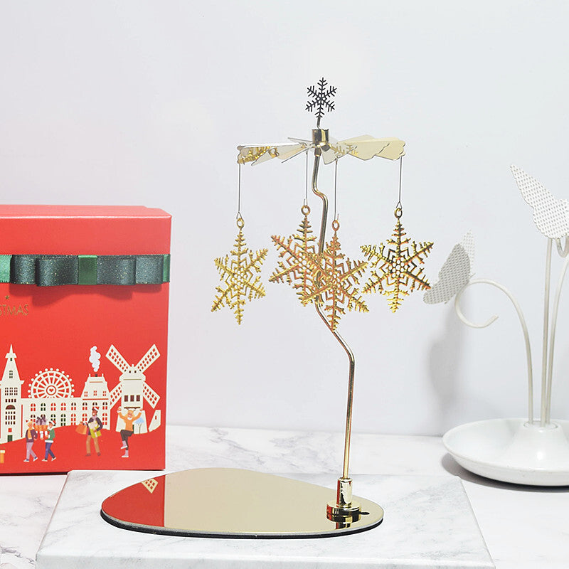 Eprolo carousel candle spinner holder with rotating heat-powered candlestick and tray, decorative and functional for home ambiance.