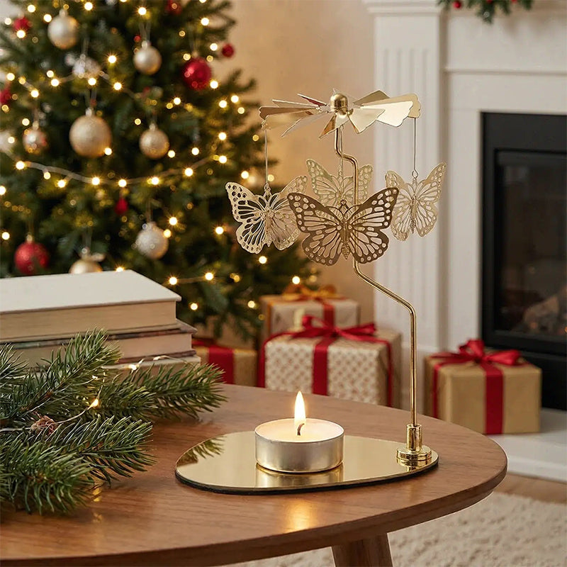 Eprolo carousel candle spinner holder with rotating heat-powered candlestick and tray, decorative and functional for home decor.