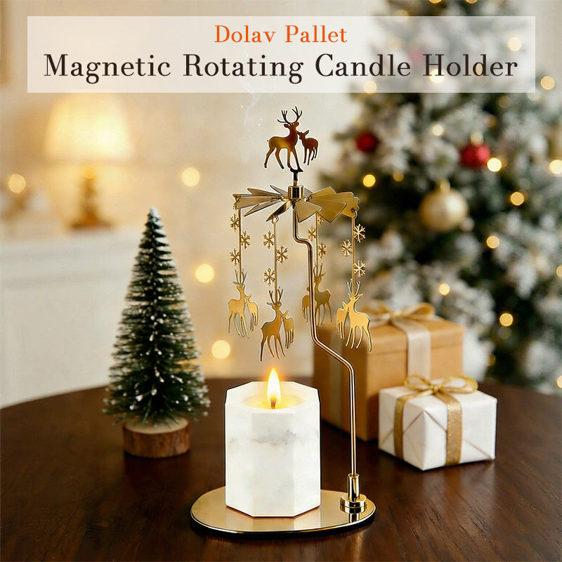 Eprolo carousel candle spinner holder with rotating heat-powered candlestick and tray for decorative candle display