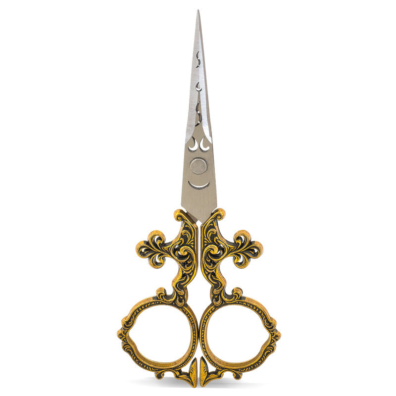 European Victorian carved scissors by eprolo, vintage embroidery thread snips and cross-stitch scissors for tailoring and tea ceremony use.