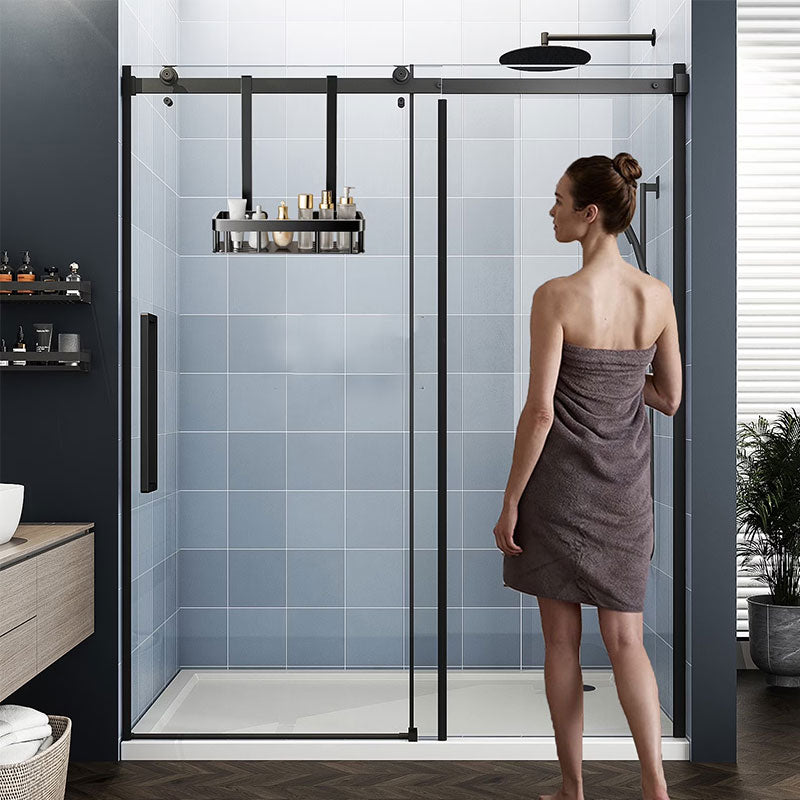 Eprolo hanging bathroom organizer for glass doors, 2-tier over-the-door storage shelf, rust-resistant toiletries rack.