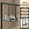 Eprolo hanging bathroom organizer for glass doors, 2-tier over-the-door storage shelf, rust-resistant toiletries rack.