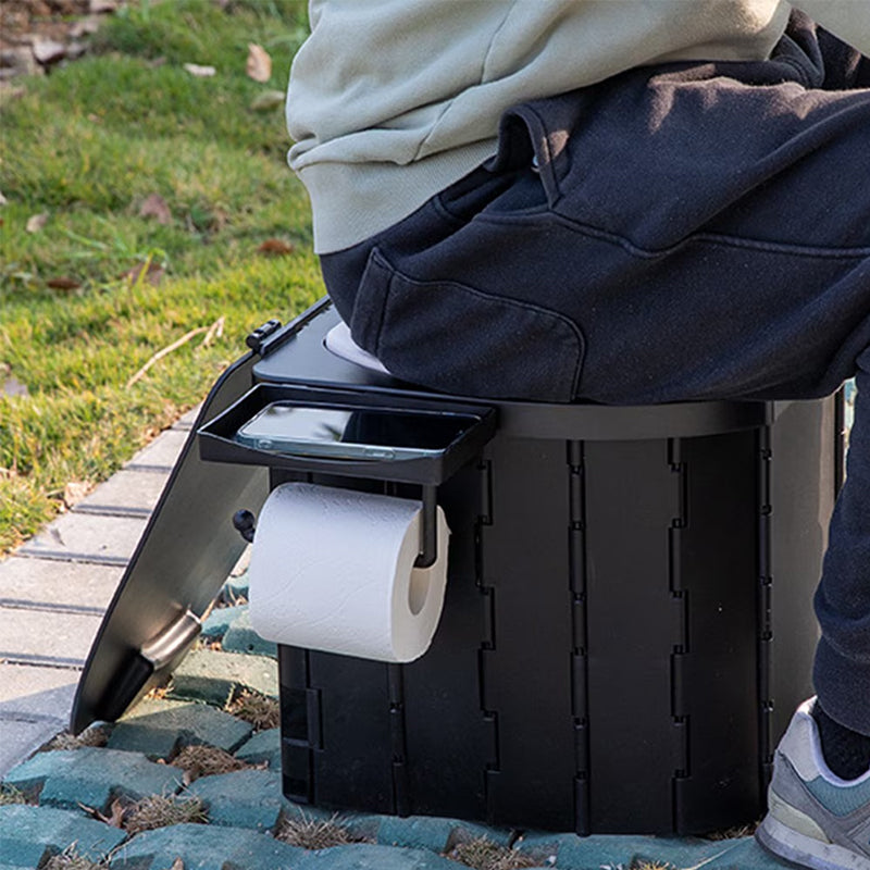 Portable PU toilet with lid by eprolo, 200kg capacity, compact camping potty ideal for outdoor adventures and car emergencies.