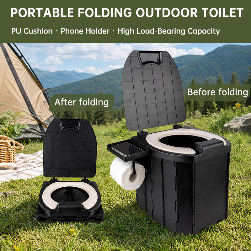 Portable PU toilet with lid, eprolo brand, 200kg capacity, suitable for camping, outdoor adventures, and car emergencies.