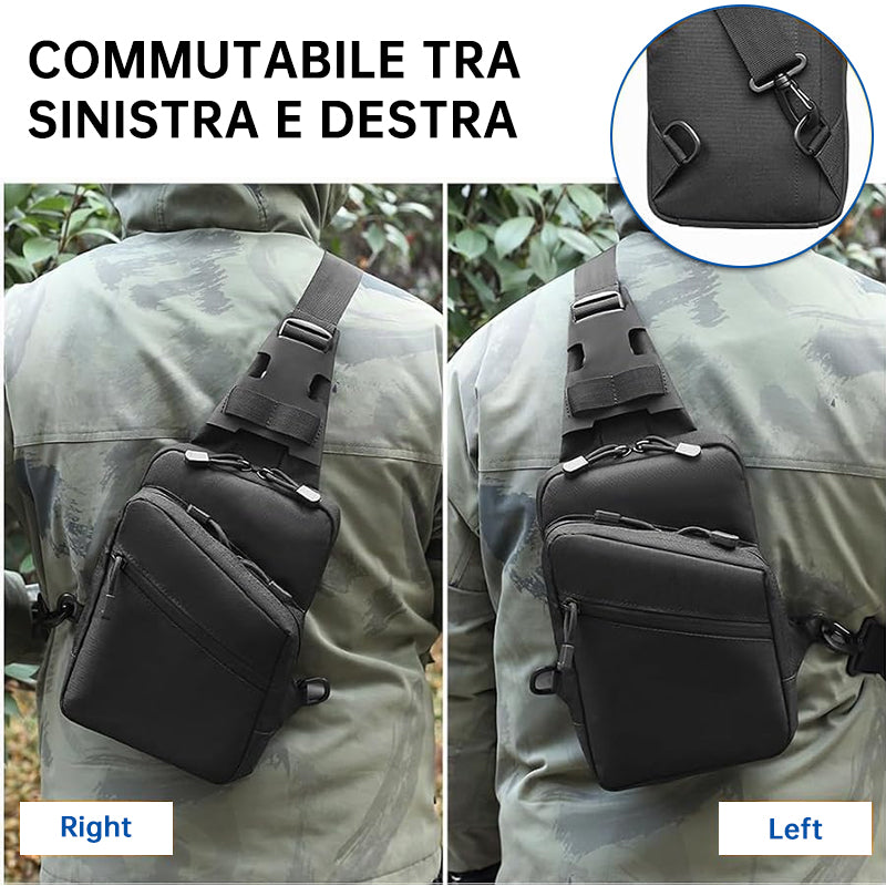 Eprolo tactical pistol transport bag with holster, crossbody sling for concealed carry and outdoor range use, EDC chest pack.