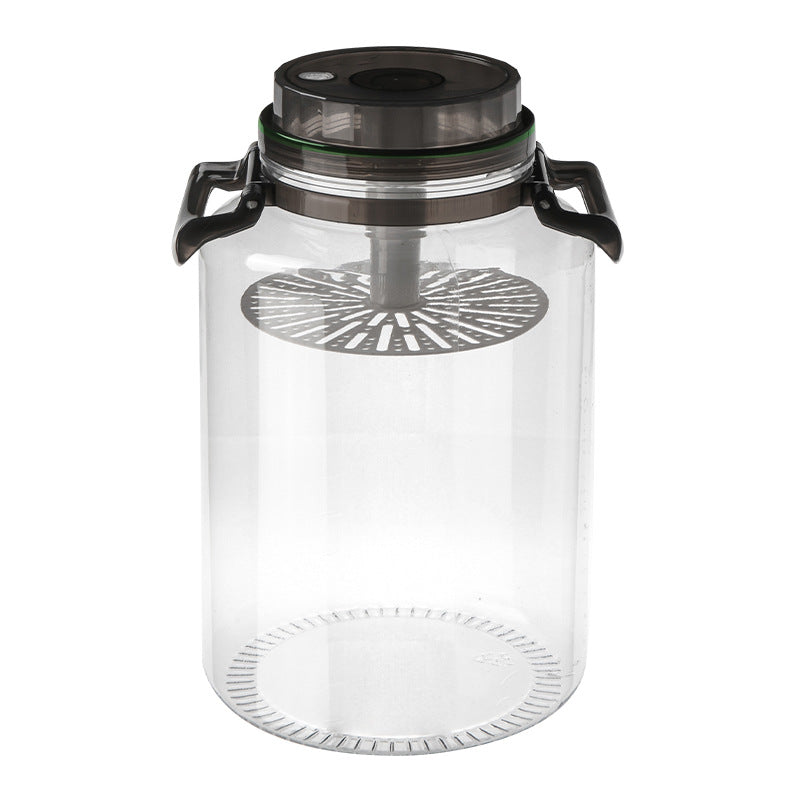 Large black eprolo pickling jar with airtight lid, leak-proof food-grade storage jar, handle, 5L capacity for preserving vegetables.