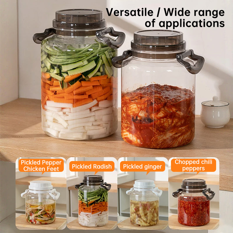 Eprolo 5L large black pickling jar with airtight lid, leak-proof food-grade storage jar and handle for preserving and storing food.