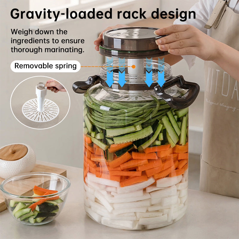 Black 5L eprolo pickling jar with airtight lid, handle, leak-proof food-grade storage container for pickling and food preservation.