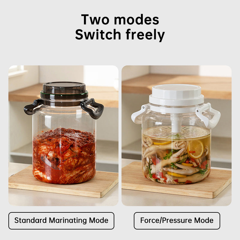 Black 5L pickling jar with airtight lid, leak-proof food-grade storage jar, handle, by eprolo.