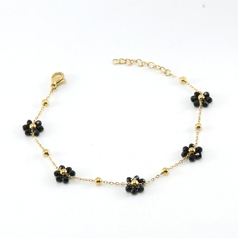 Versatile floral stainless steel bracelet and titanium steel necklace jewelry for women, stylish and unique eprolo accessories