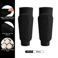 Black kids' soccer shin guards by eprolo, lightweight EVA honeycomb design with non-slip silicone for secure fit.