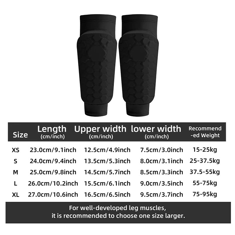 Black kids' soccer shin guards by eprolo with lightweight EVA honeycomb padding and non-slip silicone for secure fit.